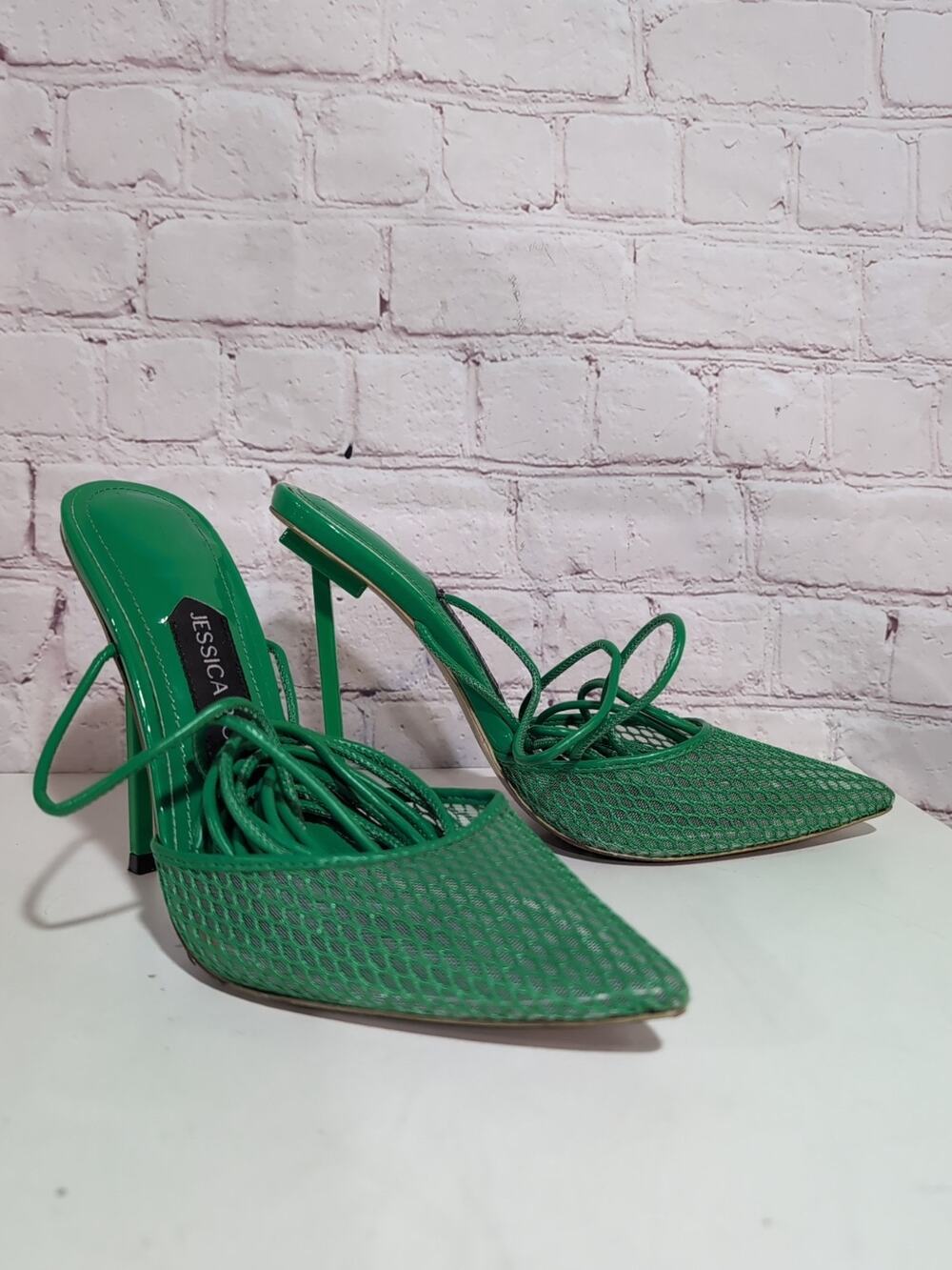 Jessica Rich Exotic Womens Sz 38 US 8 Stiletto Green Heels Sandals Ankle Wrap